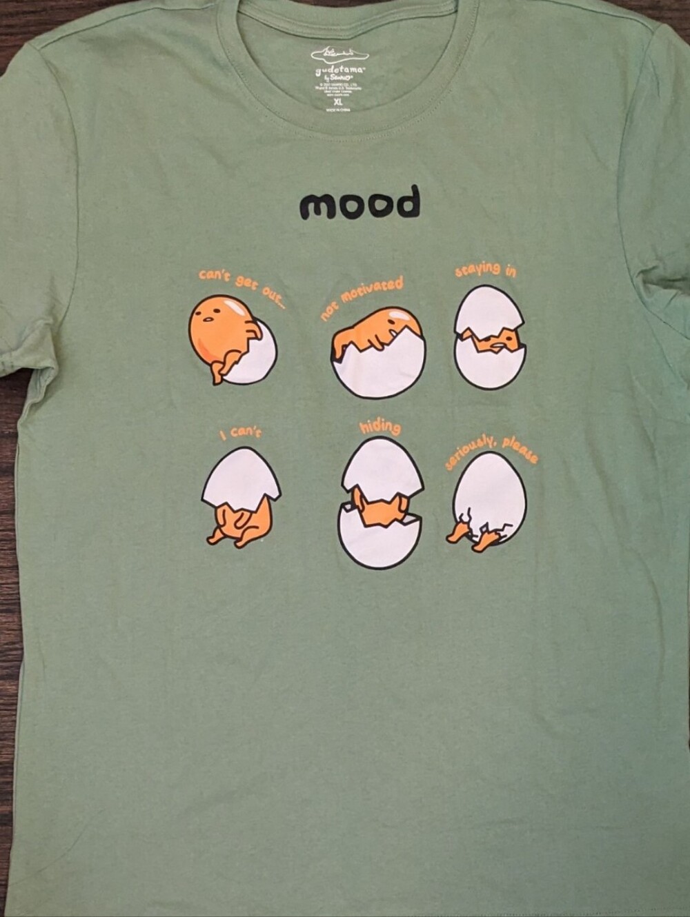 🔥LAST XL GUDETAMA THE LAZY EGG MOOD T-SHIRT